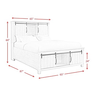 Rustic Cream Queen Storage Bed with Display Headboard