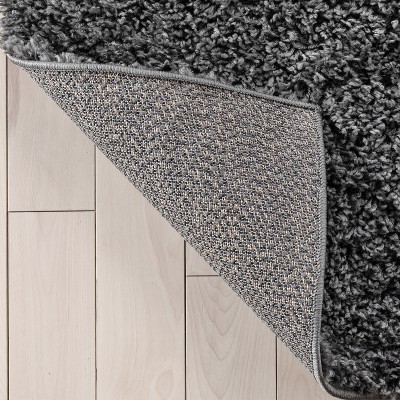 Dark Grey Rectangular Synthetic Shag Rug 4' x 6'
