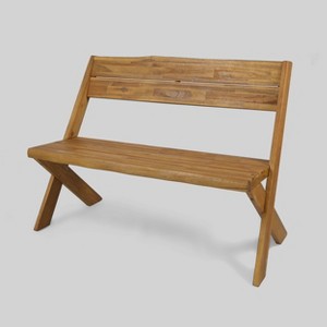 Eaglewood Acacia Wood Bench - Teak - Christopher Knight Home: Weather-Resistant, 400lb Capacity, for Garden & Porch - 1 of 4