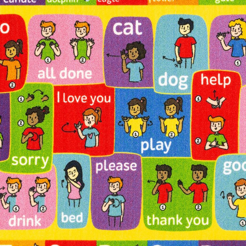 KC CUBS Boy & Girl Kids ABC Alphabet ASL Sign Language Educational Learning & Fun Game Play Area Nursery Bedroom Classroom Rug Carpet, 4 of 11