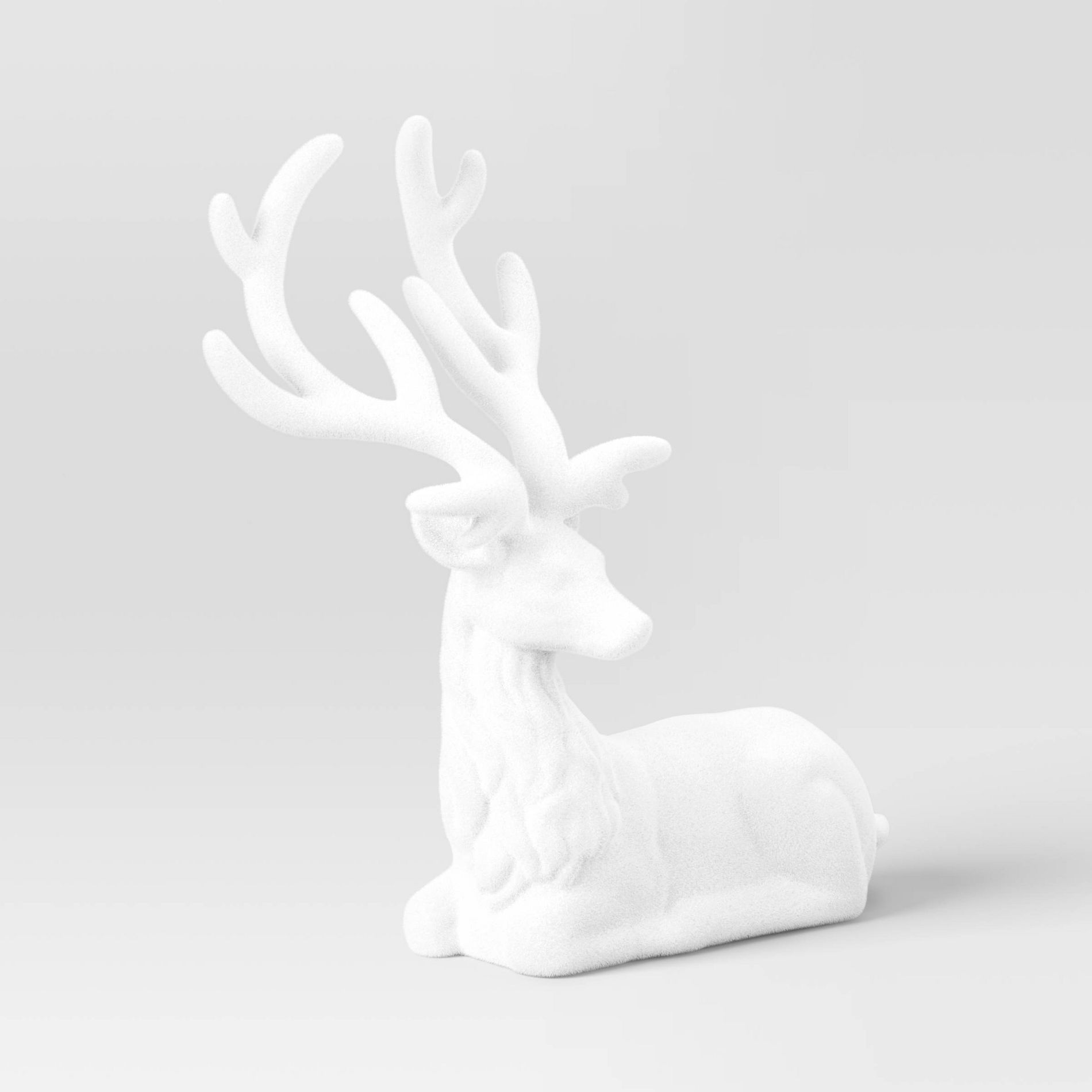 10.25" Christmas Flocked Sitting Deer White - Wondershop™