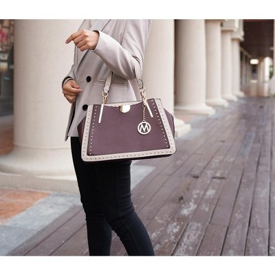 MKF Collection Aubrey Color Block Women's Satchel Bag by Mia K - Black Cognac — фото 2
