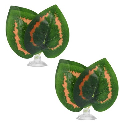 Unique Bargains Betta Fish Leaf Pad Hammock Plants for Fish Tank Green 3.15"x2.56"