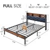 VECELO Twin/Full/Queen Size Metal Platform Bed, Bed Frame with Headboard & Footboard, Led Lights and USB Charging Station, Brown - 3 of 4