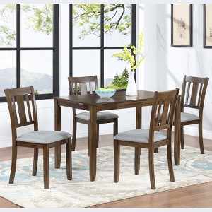 NicBex Dining Room Table Set for 4 Morden Dining Table with MDF Tabletop, 4 Slatted Backrest Chair for Dining Room - 1 of 4