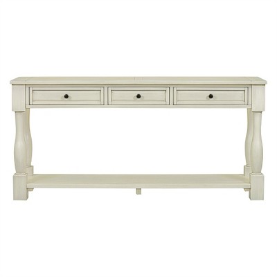 XINGHANZHENXUAN Console Table with 3 Drawers & Shelf, Solid Wood Entryway Table for Hallway & Living Room