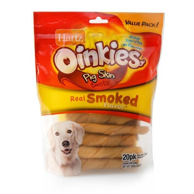 Hartz Oinkies Pig Skin Twist Jerky Chews Dog Treats - 20ct