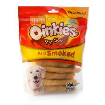 Hartz Oinkies Pork Skin Twist Jerky Chews Dog Treats - 20ct