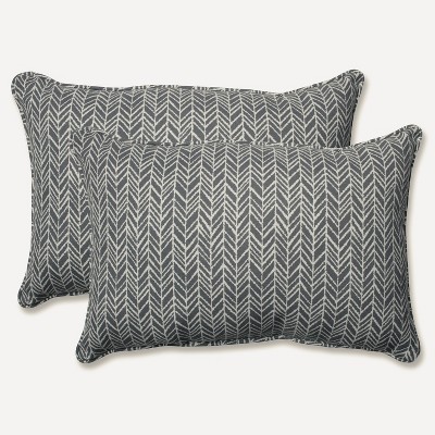 Outdoor/Indoor Herringbone Over-Sized Rectangular Throw Pillow Set of 2 - Pillow Perfect
