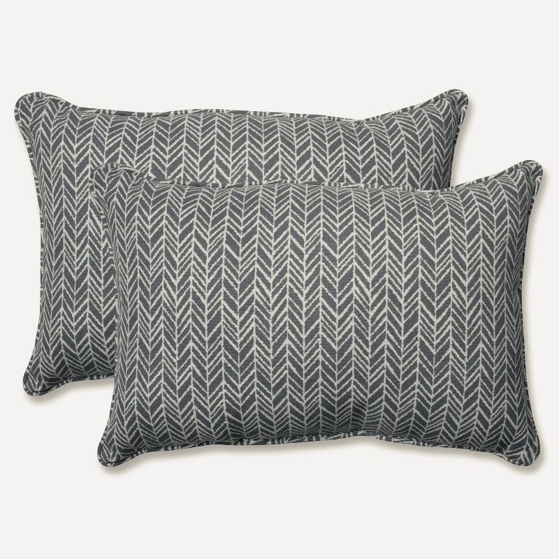 Outdoor/Indoor Herringbone Over-Sized Rectangular Throw Pillow Set of 2 - Pillow Perfect, 1 of 4