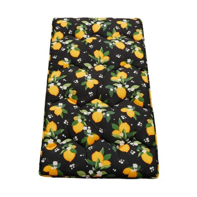Japanese Futon Mattress, Thick Roll Up Tatami Floor Mat with Lemons and Leaves Pattern, Foldable and Portable Sleeping Mat