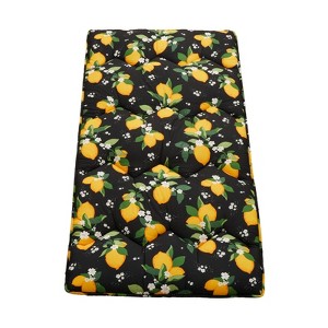 Japanese Futon Mattress, Thick Roll Up Tatami Floor Mat with Lemons and Leaves Pattern, Foldable and Portable Sleeping Mat - 1 of 4