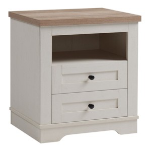 GlasFlength Utility Storage Cabinets Farmhouse Nightstand with Two Drawers Simple Design for Bedroom Living Room, White, 18.78"*15.35"*24.02" - 1 of 4
