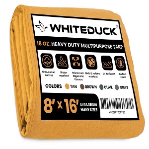 White Duck Canvas Tarp Outdoor Heavy Duty Water-Resistant Tarpaulin Cover, 18 oz Loomstate Cotton with Stainless Steel Grommets - 1 of 4