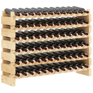 Aghana Digitals 72-Bottle Natural Pine Wood Wine Rack, Modular Stackable Shelves, Freestanding - 1 of 4