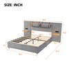 MAYEERTY Queen Upholstered Platform Bed, Dual Outlets USB Ports Pillows Storage Shelves Velvet, Bedroom, Gray - 4 of 4