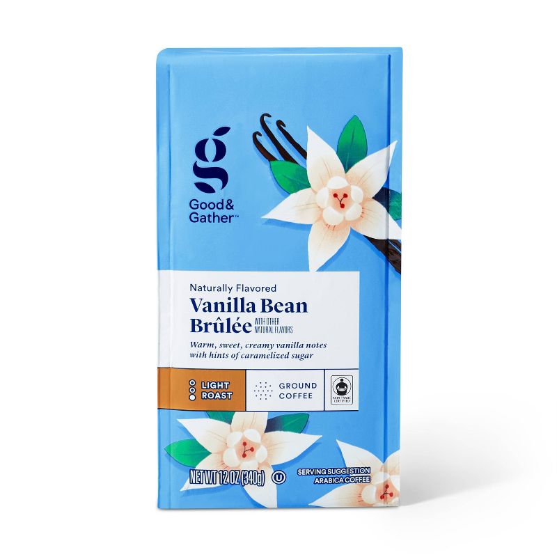 Naturally Flavored Vanilla Bean Brulee Light Roast Ground Coffee - 12oz - Good &#38; Gather&#8482;, 1 of 10