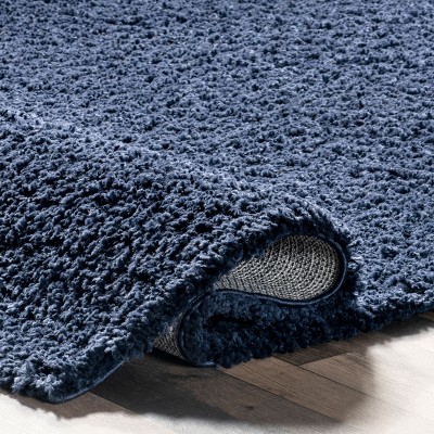 Marleen Plush Solid Blue Shag Rug 2' x 3'