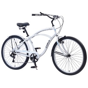 VAPTMY 26 Inch Men's Beach Cruiser Bike ,7-Speed Gear System & Double V Brakes ,for Coastal Riding & Leisure,Silver - 1 of 4
