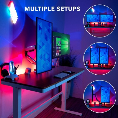 Matte Black and Grayish White Dual Monitor Desk Mount with RGB Lights