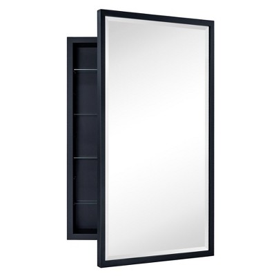 TEHOME Rectangular Metal Framed Recessed Bathroom Medicine Cabinet with Mirror