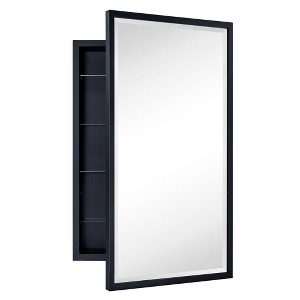 TEHOME Rectangular Metal Framed Recessed Bathroom Medicine Cabinet with Mirror - 1 of 4