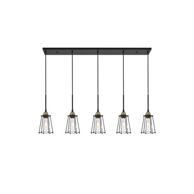 Elegant Lighting Auspice 5 light brass and black Pendant