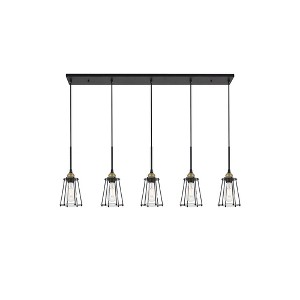 Elegant Lighting Auspice 5 light brass and black Pendant - 1 of 4