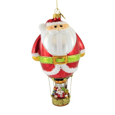 Huras 7.25" Hot Air Balloon Santa Ornament Gondola Parade Flight  -  Tree Ornaments