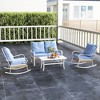 Outsunny 4 Piece Patio Furniture Set with Loveseat Sofa, Rocking Chairs, Coffee Table, Outdoor Conversation Set, Light Blue - 2 of 4