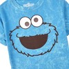 Sesame Street Cookie Monster Face Women’s Blue Mineral Wash Crew Neck Short Sleeve Cropped Baby Tee - 2 of 2