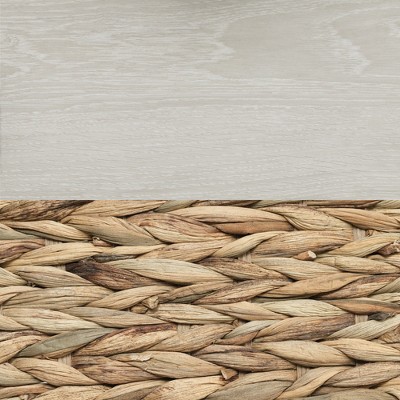 Full Winter Oak Upholstered Storage Bed with Rattan Baskets