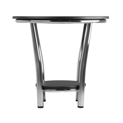 Contemporary Glam Maya Round Black End Table with Metal Legs