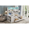 Full Size Wooden Daybed with Three Drawers, Desk and Shelves - 3 of 4
