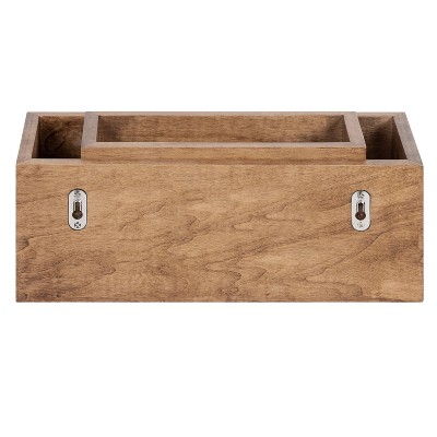 Domio Rustic Brown Wood Wall Pocket Organizer Set