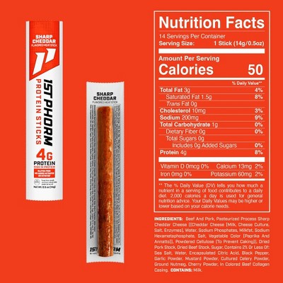 1st Phorm Sharp Cheddar Protein Mini Meat Sticks - 7oz/14ct