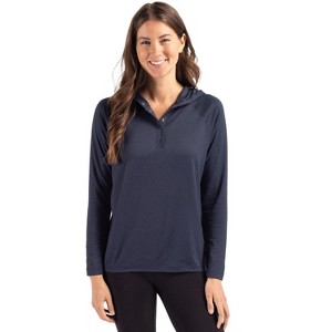 Cutter & Buck Coastline Epic Comfort Recycled Womens Hooded Shirt - 1 of 2
