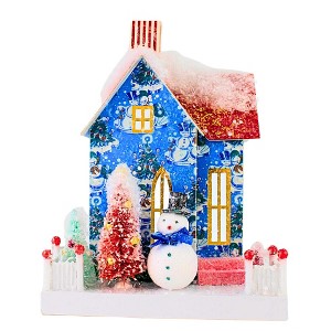 Cody Foster 9.5 Inch Retro Snowman Abode Christmas Christmas Village , Lightweight Christmas Decor Nostalgic Putz House (1PC) - 1 of 4