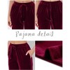 cheibear Women's Velvet Elastic Waist Lounge Ankle Wide Leg Pajama Pants - image 4 of 4