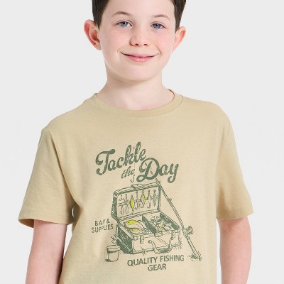 Cat & Jack Boys' Short Sleeve 'Tackle the Day' Graphic T-Shirt - Cat & Jack™ Tan M — фото 2