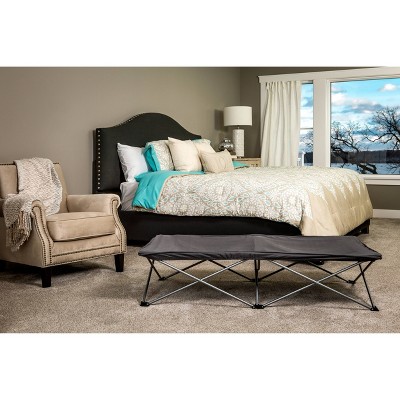 Gray Extra Long Steel Portable Toddler Bed with Fitted Sheet