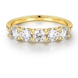 Turandoss 5 Stone Moissanite Rings for Women, 3.75MM D Color VVS1 Clarity Lab Created Moissanite Anniversary Rings - 1 of 4