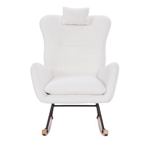 Lyngins Modern Glider Rocking Chair with Adjustable Headrest & Side Pocket,High Back Accent Chair for Living Room,Bedroom - 1 of 4