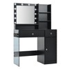 YOOCOZZ Modern Vanity Table with Glass Tabletop, LED Hollywood Mirror, Charging Station and Ample Storage Space - 2 of 4