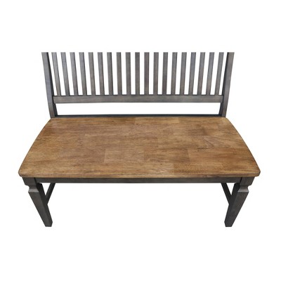 Elegant Vista Slatback Solid Hardwood Bench in Hickory Brown