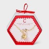 14K Gold Dipped Cubic Zirconia Puffy Heart Charm Initial Necklace - A New Day™ Gold - 3 of 4