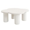 Modern Coffee Table Set of 2, Irregular Shape Coffee Table with Four Roman Column Legs and End Table with Glass Top for Living Room - 4 of 4