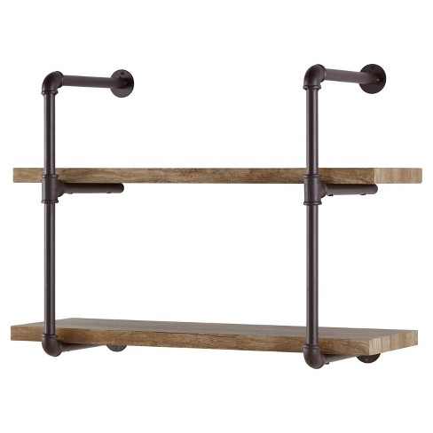 DR.IRON Industrial Pipe Wall Bathroom Shelf Rustic Bathroom Shelves with  Towel Bar,24 Towel shelfs for Bathroom,Farmhouse Bathroom Shelving Unit