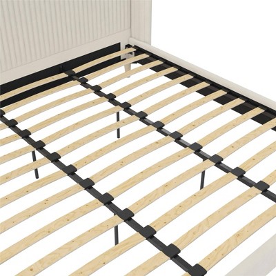 Holly King-Size Ivory Velvet Tufted Wingback Platform Bed