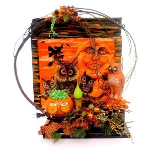 Halloween 17.5 Inch Moon And Owl Electric Figurine Halloween Figurine , Lighted Halloween Decor Lighted Pumpkin Grapevine (1PC) - 1 of 4